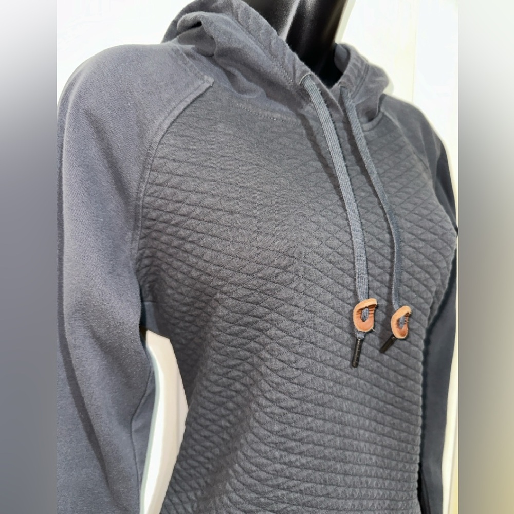Columbia Harper Hoodie Womens Medium Gray Quilted Hooded Pullover Elbow Patches